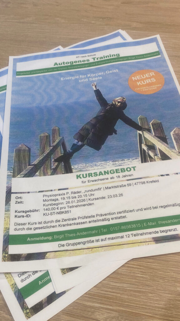 Ausschreibung für Autogenes Training